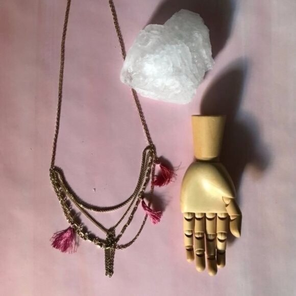 Anthropologie Jewelry - Anthropologie X Roost Layered Tassel Metal Chain Necklace